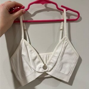 Aerie White Ribbed Bralette